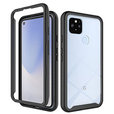 Silicone Transparent Frame Case Cover 360 Degrees ZJ1 for Google Pixel 4a 5G Black