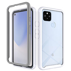 Silicone Transparent Frame Case Cover 360 Degrees ZJ1 for Google Pixel 4a 5G White