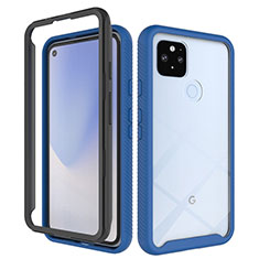 Silicone Transparent Frame Case Cover 360 Degrees ZJ1 for Google Pixel 5 XL 5G Blue