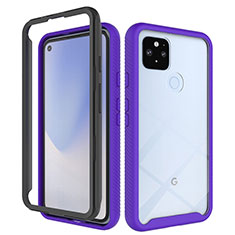 Silicone Transparent Frame Case Cover 360 Degrees ZJ1 for Google Pixel 5 XL 5G Clove Purple