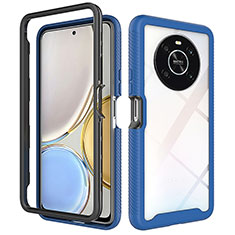 Silicone Transparent Frame Case Cover 360 Degrees ZJ1 for Huawei Honor X9 4G Blue