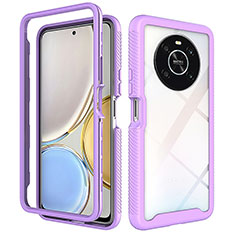 Silicone Transparent Frame Case Cover 360 Degrees ZJ1 for Huawei Honor X9 4G Clove Purple