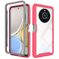 Silicone Transparent Frame Case Cover 360 Degrees ZJ1 for Huawei Honor X9 4G Hot Pink