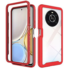 Silicone Transparent Frame Case Cover 360 Degrees ZJ1 for Huawei Honor X9 4G Red