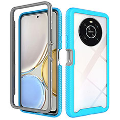 Silicone Transparent Frame Case Cover 360 Degrees ZJ1 for Huawei Honor X9 4G Sky Blue