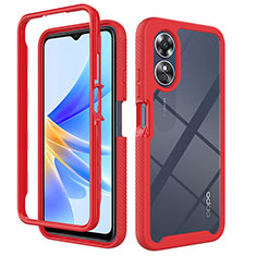 Silicone Transparent Frame Case Cover 360 Degrees ZJ1 for Oppo A17 Red