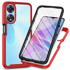 Silicone Transparent Frame Case Cover 360 Degrees ZJ1 for Oppo A78 5G Red