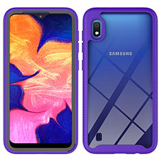 Silicone Transparent Frame Case Cover 360 Degrees ZJ1 for Samsung Galaxy A10 Clove Purple