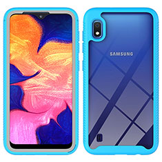 Silicone Transparent Frame Case Cover 360 Degrees ZJ1 for Samsung Galaxy A10 Sky Blue