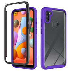 Silicone Transparent Frame Case Cover 360 Degrees ZJ1 for Samsung Galaxy A11 Clove Purple