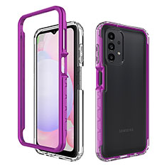 Silicone Transparent Frame Case Cover 360 Degrees ZJ1 for Samsung Galaxy A13 4G Purple