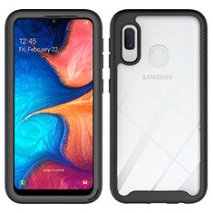 Silicone Transparent Frame Case Cover 360 Degrees ZJ1 for Samsung Galaxy A20e Black