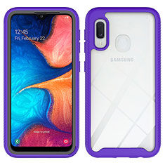 Silicone Transparent Frame Case Cover 360 Degrees ZJ1 for Samsung Galaxy A20e Purple