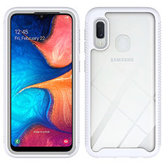 Silicone Transparent Frame Case Cover 360 Degrees ZJ1 for Samsung Galaxy A20e White