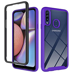 Silicone Transparent Frame Case Cover 360 Degrees ZJ1 for Samsung Galaxy A20s Clove Purple
