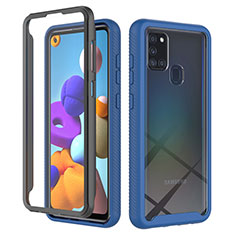 Silicone Transparent Frame Case Cover 360 Degrees ZJ1 for Samsung Galaxy A21s Blue
