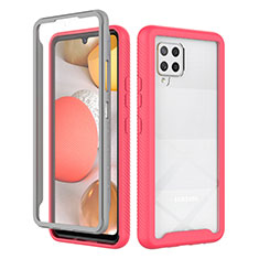 Silicone Transparent Frame Case Cover 360 Degrees ZJ1 for Samsung Galaxy A42 5G Hot Pink