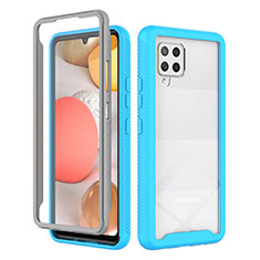 Silicone Transparent Frame Case Cover 360 Degrees ZJ1 for Samsung Galaxy A42 5G Sky Blue