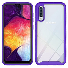 Silicone Transparent Frame Case Cover 360 Degrees ZJ1 for Samsung Galaxy A50 Clove Purple