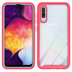 Silicone Transparent Frame Case Cover 360 Degrees ZJ1 for Samsung Galaxy A50S Hot Pink
