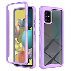 Silicone Transparent Frame Case Cover 360 Degrees ZJ1 for Samsung Galaxy A51 4G Clove Purple