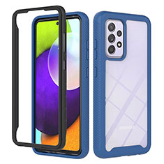 Silicone Transparent Frame Case Cover 360 Degrees ZJ1 for Samsung Galaxy A52s 5G Blue
