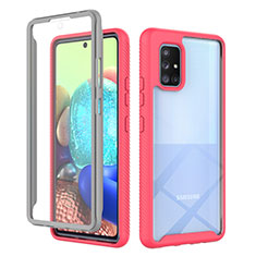Silicone Transparent Frame Case Cover 360 Degrees ZJ1 for Samsung Galaxy A71 4G A715 Hot Pink