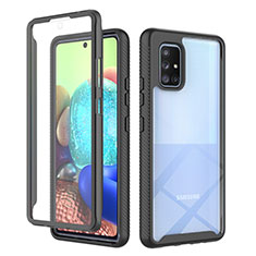 Silicone Transparent Frame Case Cover 360 Degrees ZJ1 for Samsung Galaxy A71 5G Black