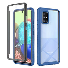 Silicone Transparent Frame Case Cover 360 Degrees ZJ1 for Samsung Galaxy A71 5G Blue