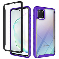 Silicone Transparent Frame Case Cover 360 Degrees ZJ1 for Samsung Galaxy A81 Clove Purple