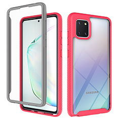 Silicone Transparent Frame Case Cover 360 Degrees ZJ1 for Samsung Galaxy A81 Hot Pink