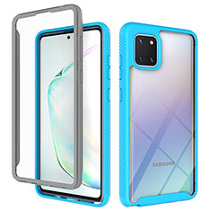 Silicone Transparent Frame Case Cover 360 Degrees ZJ1 for Samsung Galaxy A81 Sky Blue