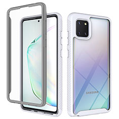Silicone Transparent Frame Case Cover 360 Degrees ZJ1 for Samsung Galaxy A81 White