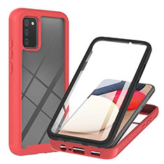 Silicone Transparent Frame Case Cover 360 Degrees ZJ1 for Samsung Galaxy F02S SM-E025F Red