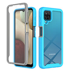 Silicone Transparent Frame Case Cover 360 Degrees ZJ1 for Samsung Galaxy F12 Sky Blue