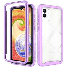 Silicone Transparent Frame Case Cover 360 Degrees ZJ1 for Samsung Galaxy M04 Purple