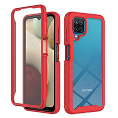 Silicone Transparent Frame Case Cover 360 Degrees ZJ1 for Samsung Galaxy M12 Red