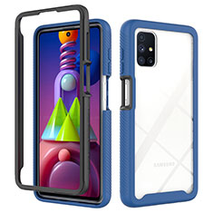 Silicone Transparent Frame Case Cover 360 Degrees ZJ1 for Samsung Galaxy M51 Blue