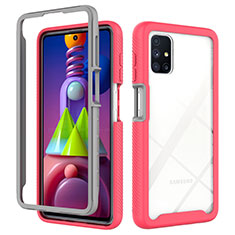 Silicone Transparent Frame Case Cover 360 Degrees ZJ1 for Samsung Galaxy M51 Hot Pink