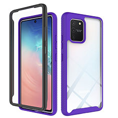 Silicone Transparent Frame Case Cover 360 Degrees ZJ1 for Samsung Galaxy M80S Clove Purple