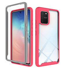 Silicone Transparent Frame Case Cover 360 Degrees ZJ1 for Samsung Galaxy S10 Lite Hot Pink
