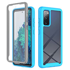 Silicone Transparent Frame Case Cover 360 Degrees ZJ1 for Samsung Galaxy S20 FE 4G Sky Blue