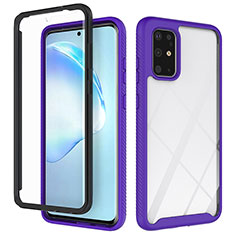 Silicone Transparent Frame Case Cover 360 Degrees ZJ1 for Samsung Galaxy S20 Plus 5G Clove Purple