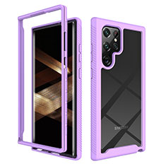 Silicone Transparent Frame Case Cover 360 Degrees ZJ1 for Samsung Galaxy S24 Ultra 5G Clove Purple