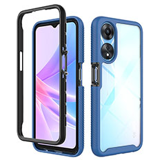 Silicone Transparent Frame Case Cover 360 Degrees ZJ2 for Oppo A78 5G Blue
