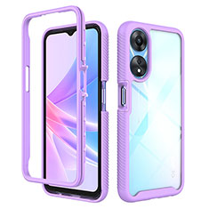Silicone Transparent Frame Case Cover 360 Degrees ZJ2 for Oppo A78 5G Clove Purple
