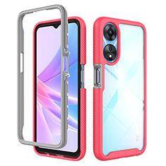 Silicone Transparent Frame Case Cover 360 Degrees ZJ2 for Oppo A78 5G Hot Pink