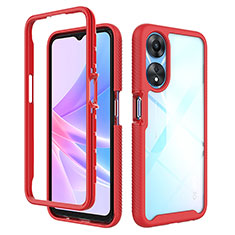 Silicone Transparent Frame Case Cover 360 Degrees ZJ2 for Oppo A78 5G Red