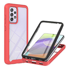 Silicone Transparent Frame Case Cover 360 Degrees ZJ2 for Samsung Galaxy A52 5G Red