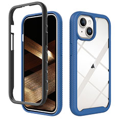 Silicone Transparent Frame Case Cover 360 Degrees ZJ3 for Apple iPhone 13 Blue